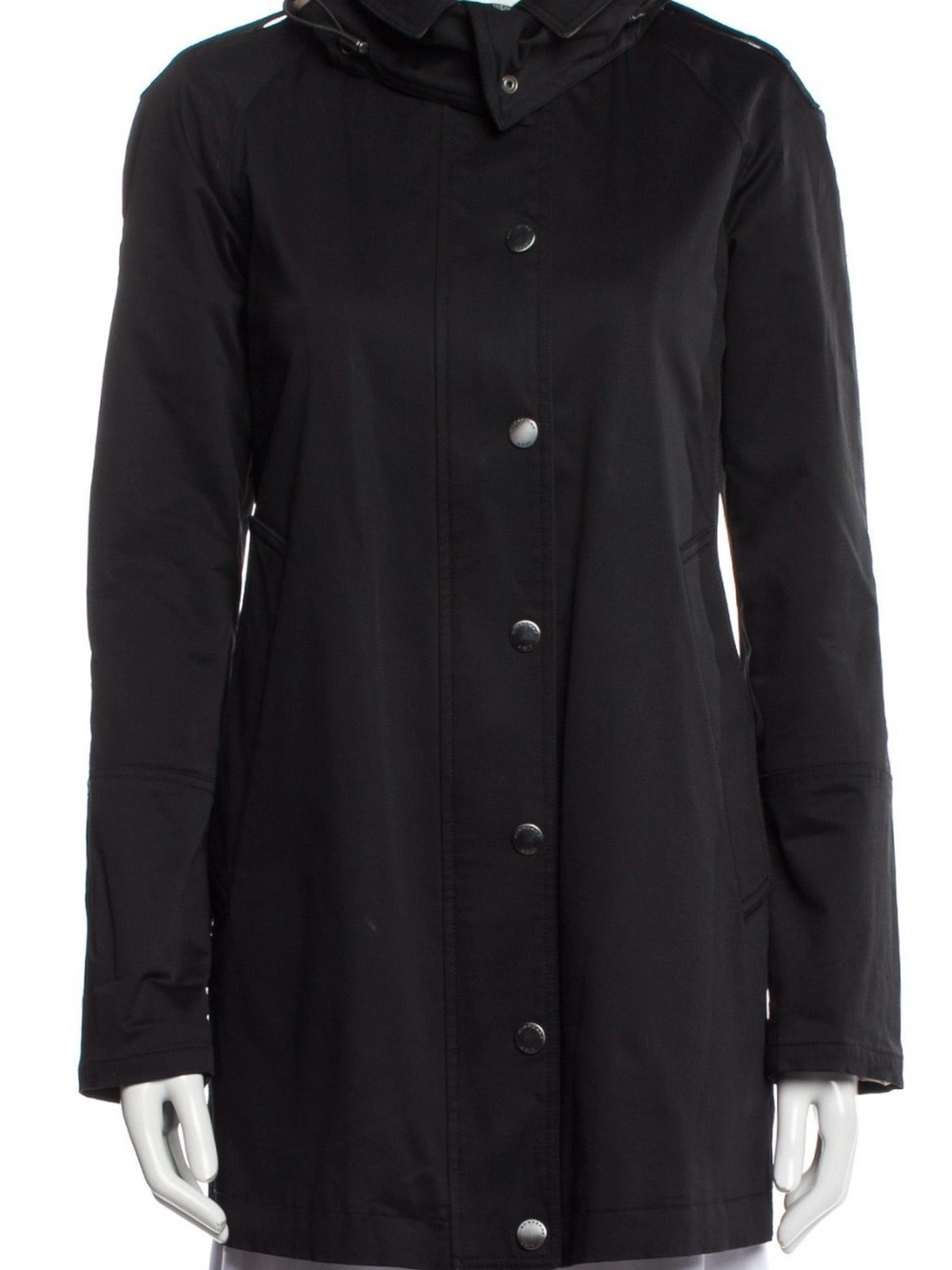 Burberry Black Short Trench Coat with Hood and Removable Wool Lining Size S